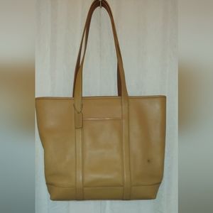 COACH tan leather bag  tote (with dime sz stain)